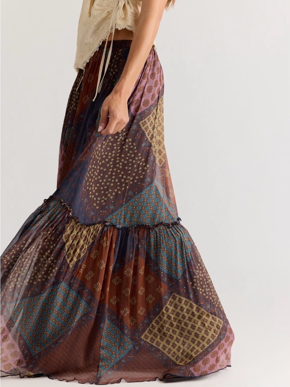 Single Whip Printed Maxi Skirt - Picture 2 of 4